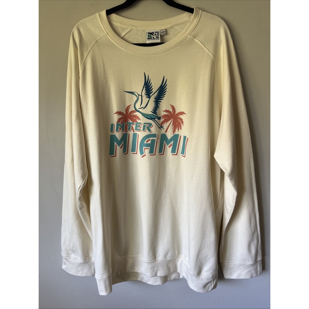 Men's Cream Inter Miami CF  Heron Lightweight Pullover Sweatshirt Size XXL